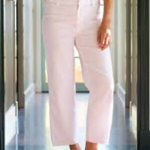 NWT Frank & Eileen Kinsale Blush Pink Cotton Blend Cropped Raw Hem Pants Sz 0